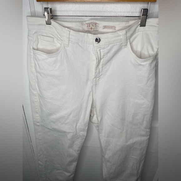 JEN7 for All Mankind White Denim Ankle Straight Jeans Pictured AS-IS - Picture 2 of 7